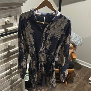 Floral Navy and Beige Dress